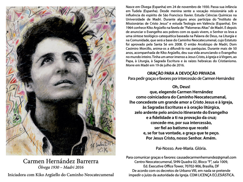 Imagem do folheto de oração para devoção privada para Carmen Hernández